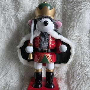 Festive Nutcracker Mouse King Figurine - Red and Gold